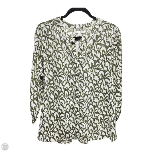 Blouse 3/4 Sleeve By Jachs Girlfirend In Green & White, Size: S