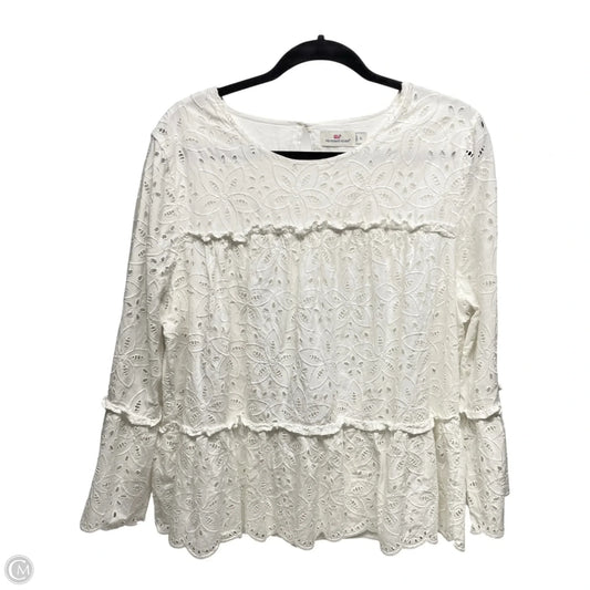 Blouse Long Sleeve By Vineyard Vines In White, Size: Xl