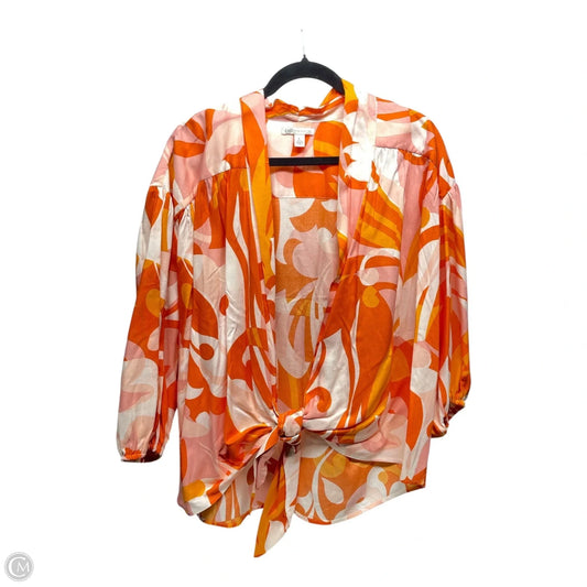 Cardigan By Cato In Orange & Pink, Size: L