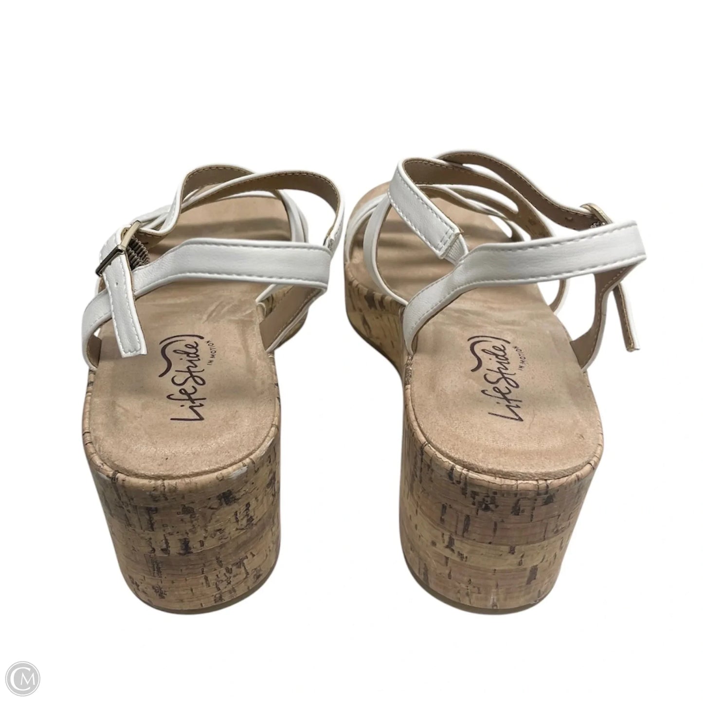 Sandals Heels Wedge By Life Stride In White, Size: 8