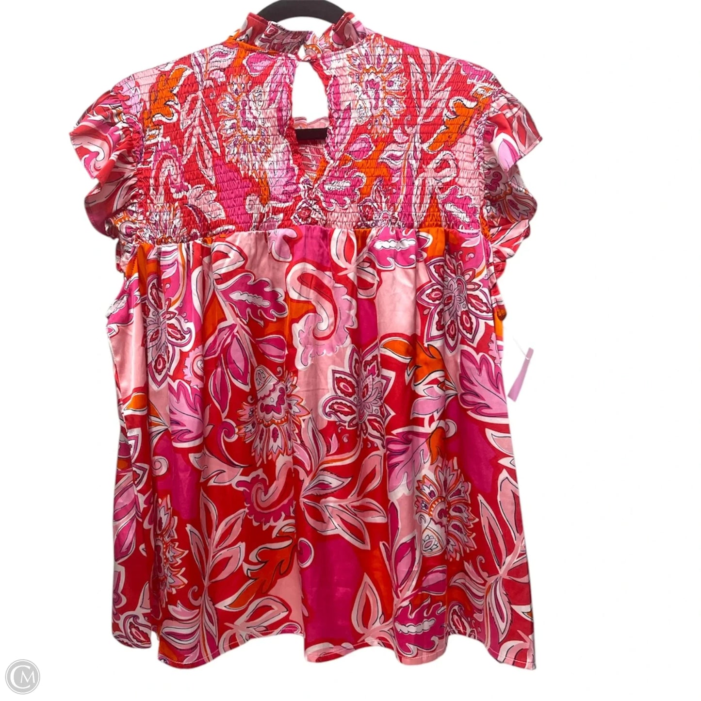 Top Short Sleeve By Thml In Orange & Pink, Size: L