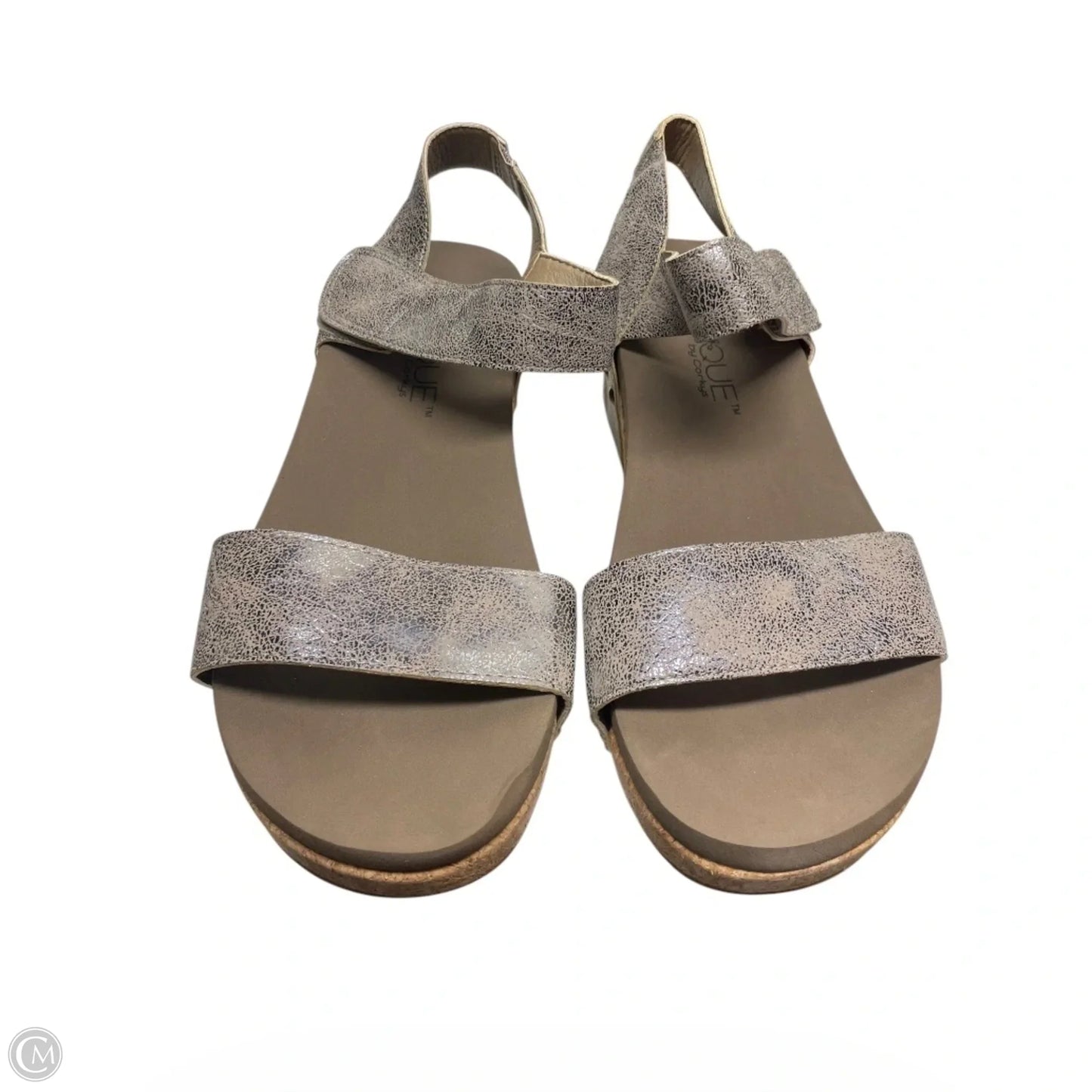 Sandals Heels Wedge By Corkys In Brown & Silver, Size: 9