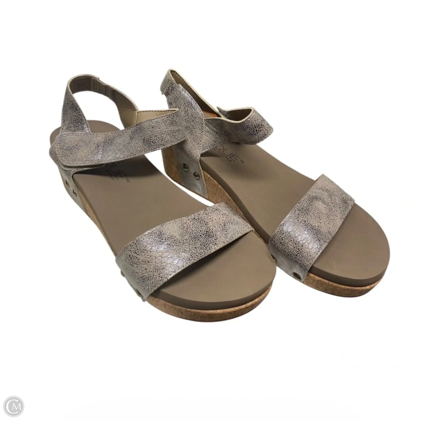 Sandals Heels Wedge By Corkys In Brown & Silver, Size: 9