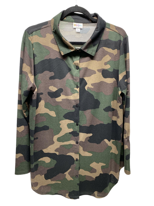 Top Long Sleeve By Lularoe In Camouflage Print, Size: L