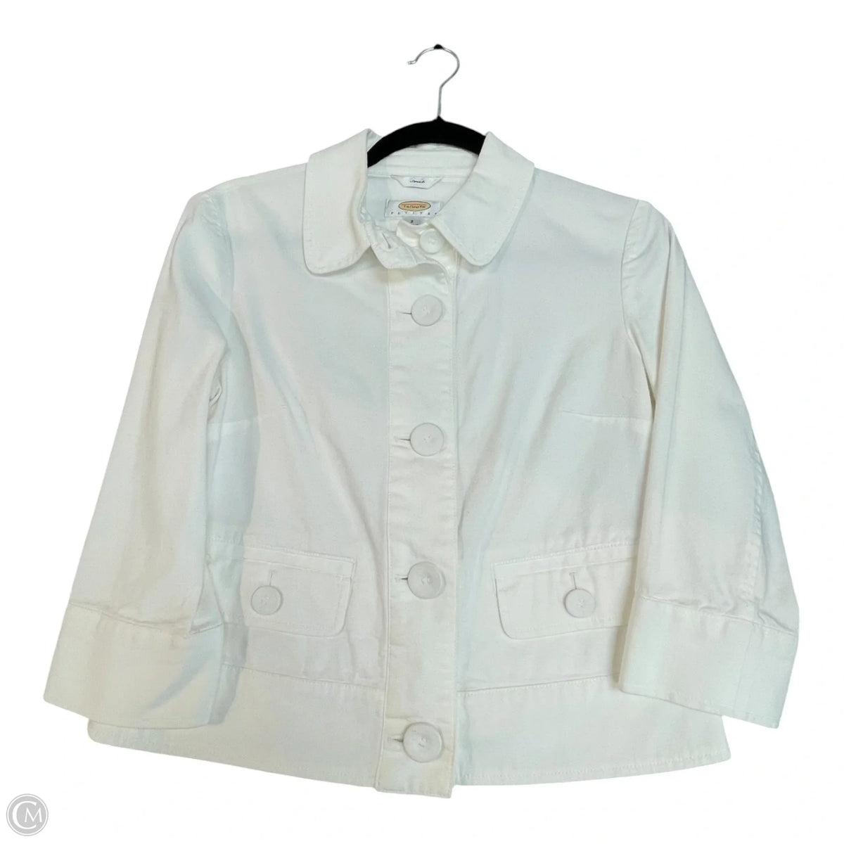 Jacket Denim By Talbots In White, Size: 2p