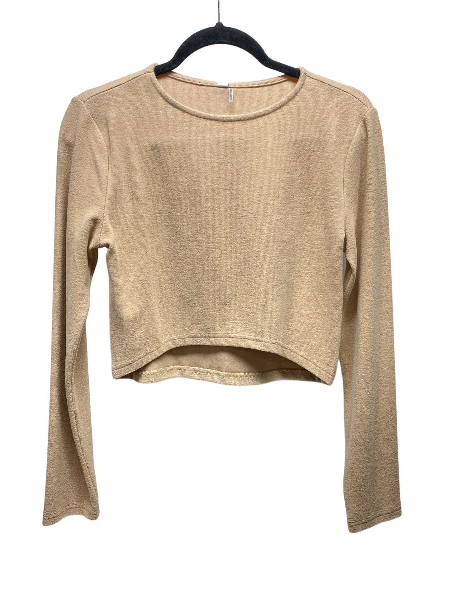 Top Long Sleeve By Glam In Tan, Size: L