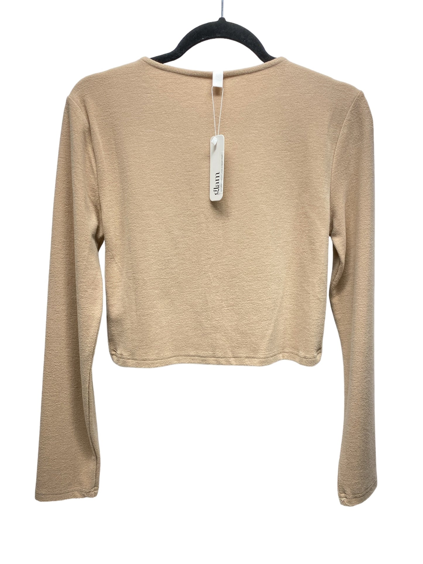 Top Long Sleeve By Glam In Tan, Size: L