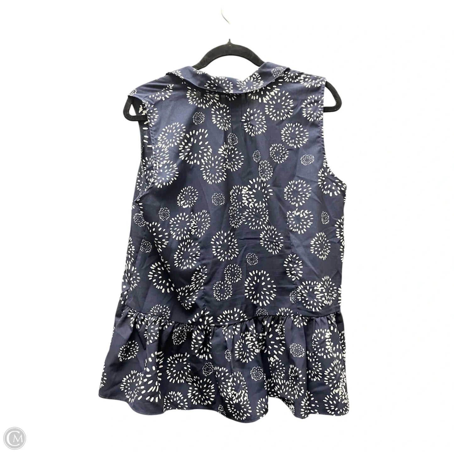 Top Sleeveless By Cabi In Blue & White, Size: L