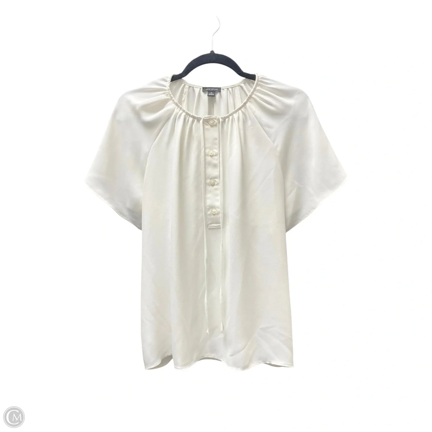 Blouse Short Sleeve By Ann Taylor In Ivory, Size: Xs