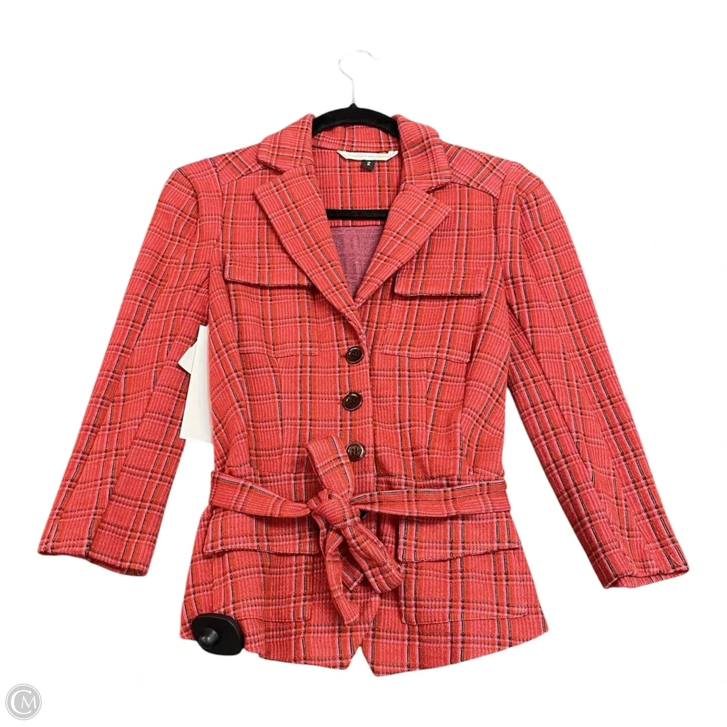 Blazer Designer By Diane Von Furstenberg In Pink & Red, Size: 2