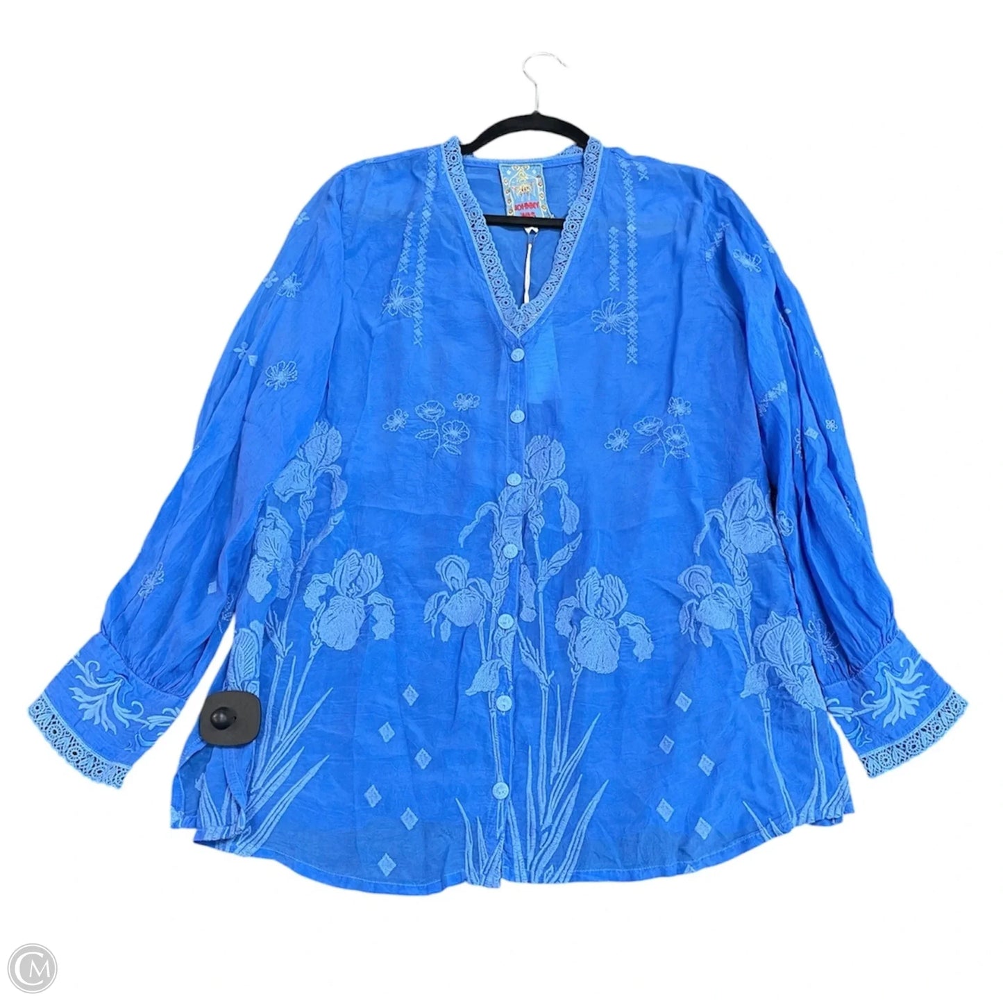 Top Long Sleeve Designer By Johnny Was In Blue, Size: M