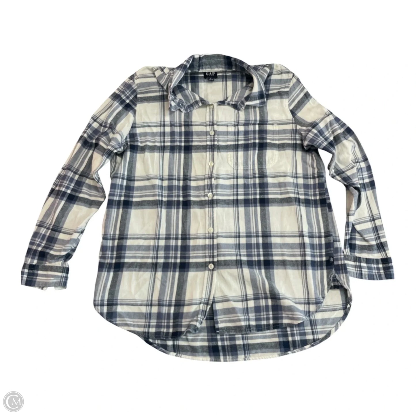 Top Long Sleeve By Gap In Plaid Pattern, Size: L