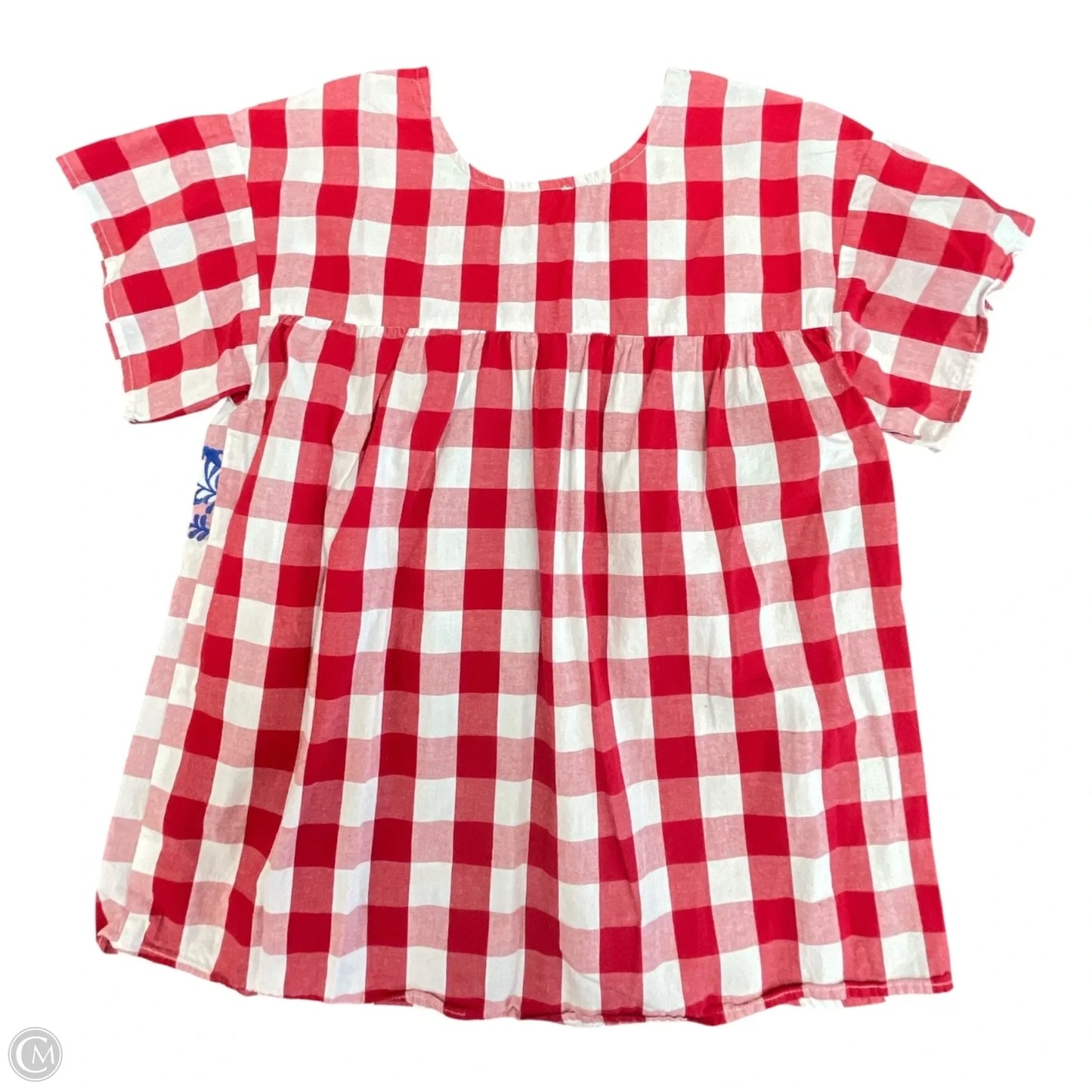 Blouse Short Sleeve By LAYERZ In Blue Red & White, Size: S