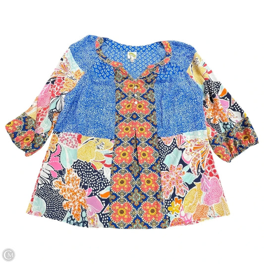 Blouse 3/4 Sleeve By Figuero & Flower In Multi-colored, Size: Xl