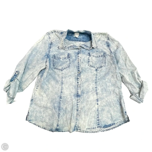 Top Long Sleeve By Chicos In Blue, Size: Xl