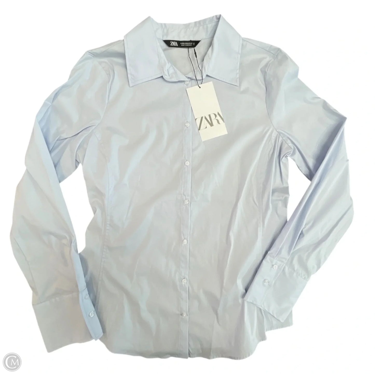 Top Long Sleeve By Zara In Blue, Size: M