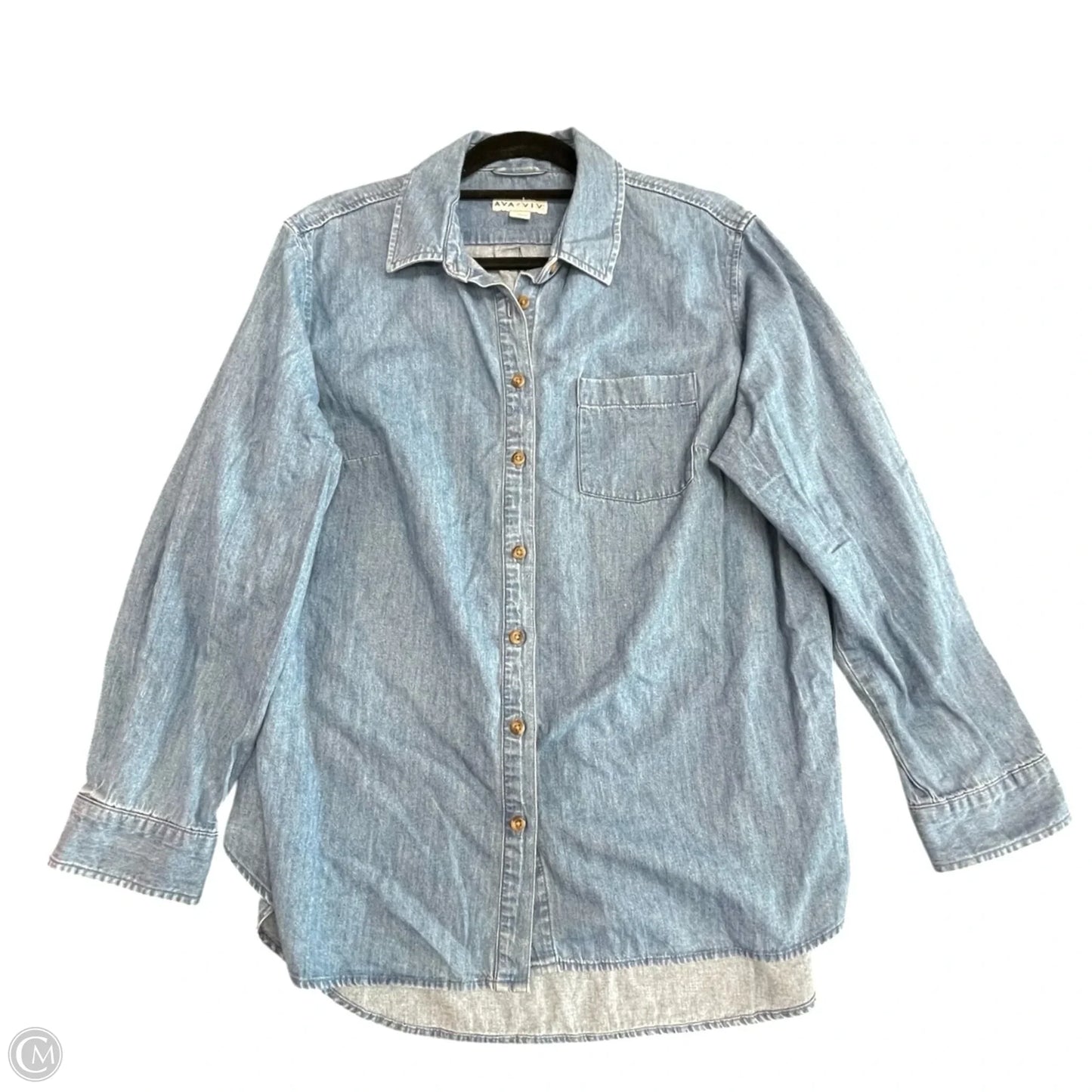 Top Long Sleeve By Ava & Viv In Blue, Size: Xl