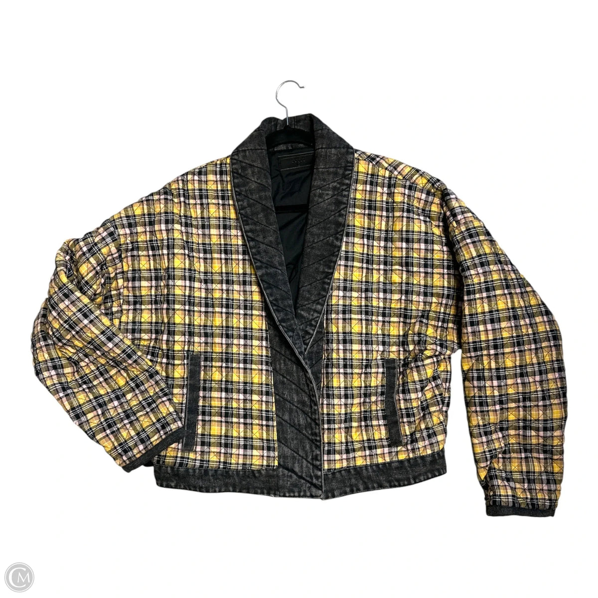 Jacket Denim By Blanknyc In Plaid Pattern, Size: L