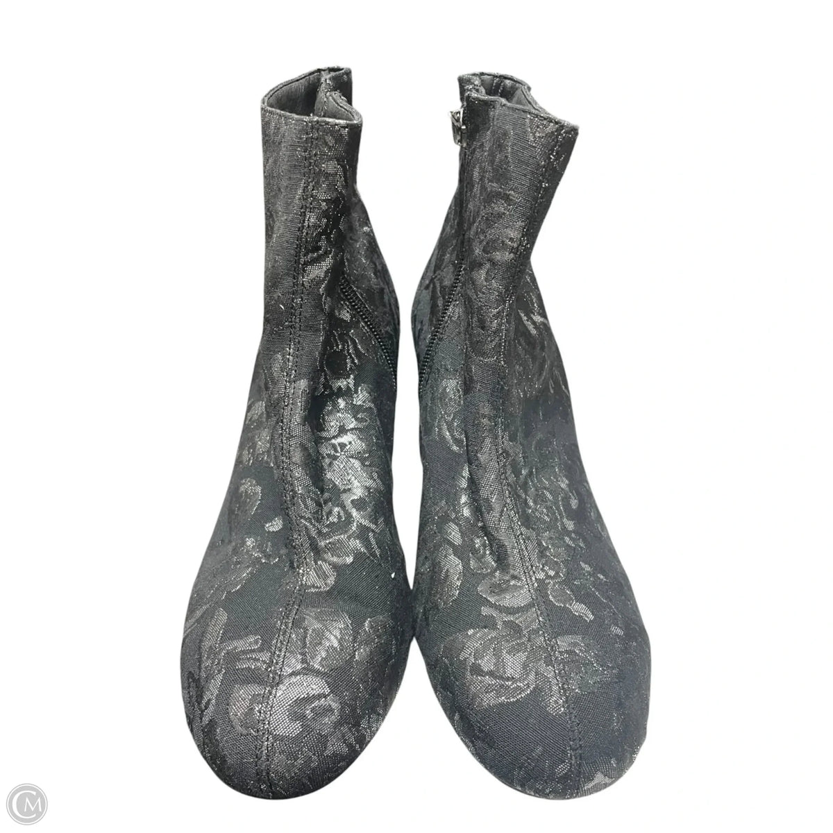 Boots Ankle Heels By Jessica Simpson In Black & Silver, Size: 8.5