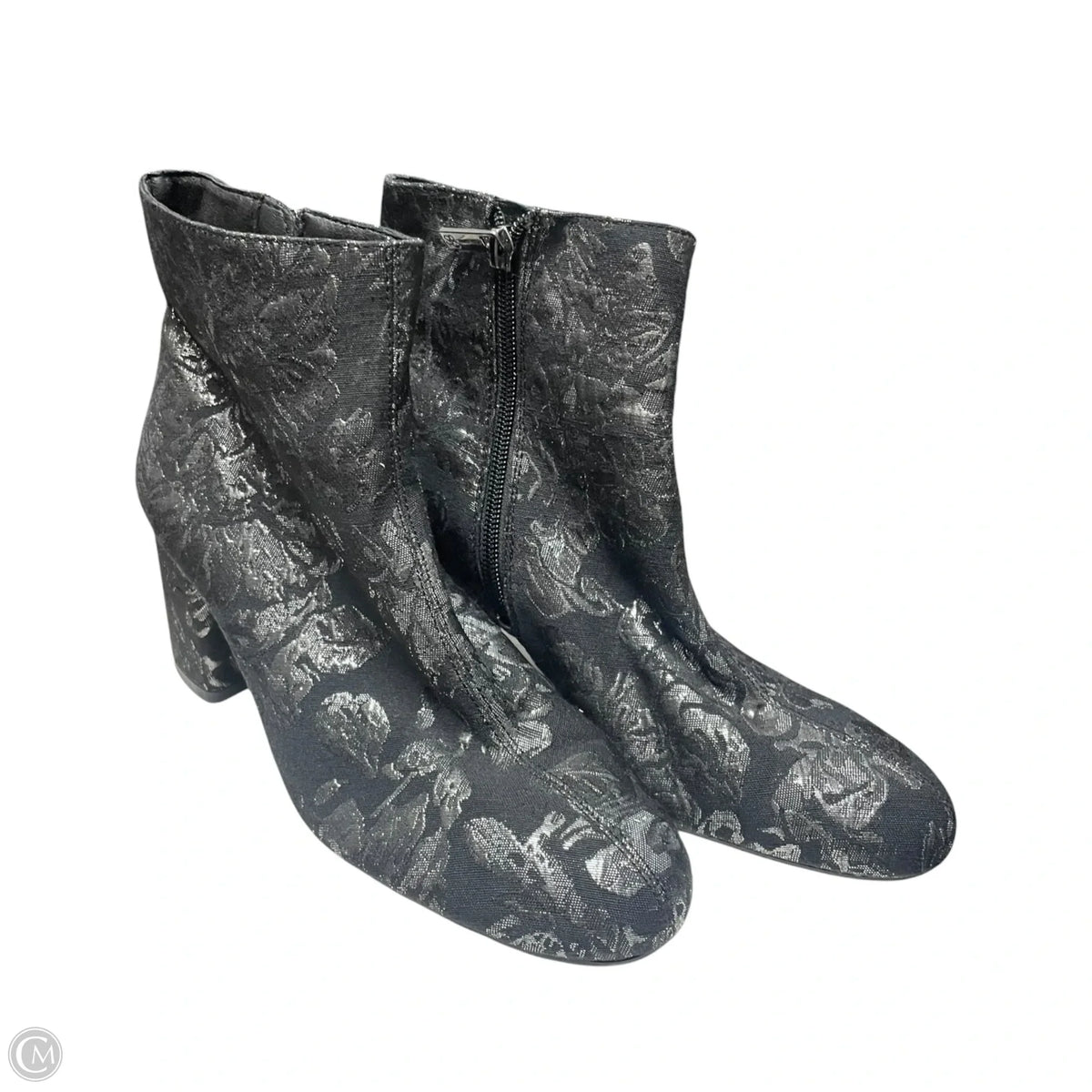 Boots Ankle Heels By Jessica Simpson In Black & Silver, Size: 8.5