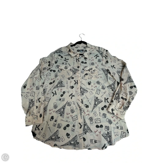 Top Long Sleeve Designer By Karl Lagerfeld In Black & Pink, Size: Xl