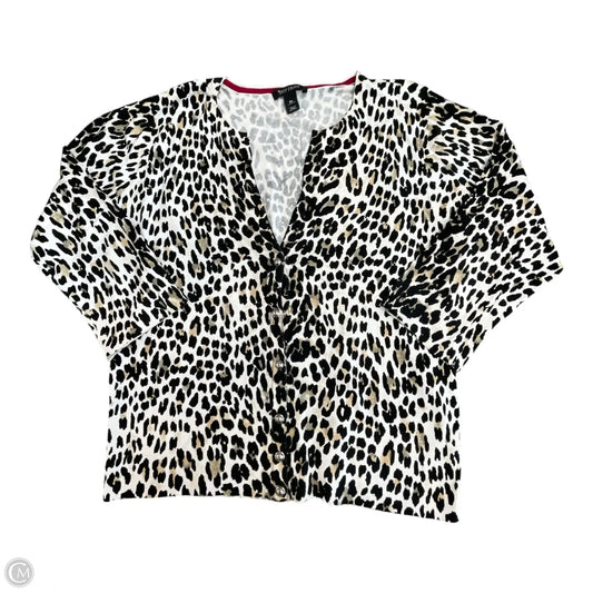 Sweater Cardigan By White House Black Market In Animal Print, Size: Xl