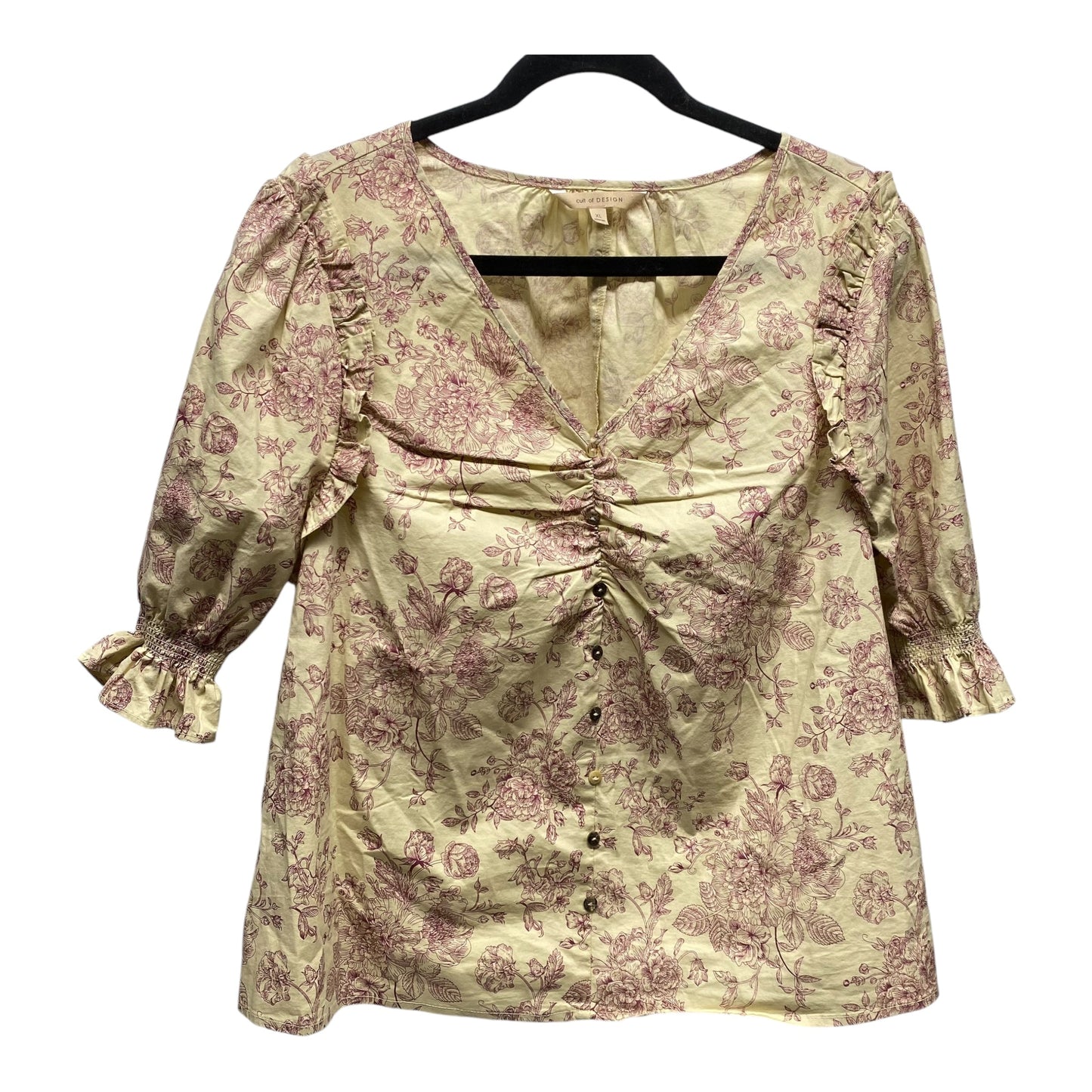 Blouse 3/4 Sleeve By Clothes Mentor In Pink & Tan, Size: Xl