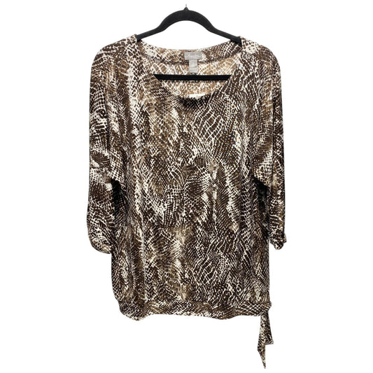 Top 3/4 Sleeve By Chicos In Animal Print, Size: L