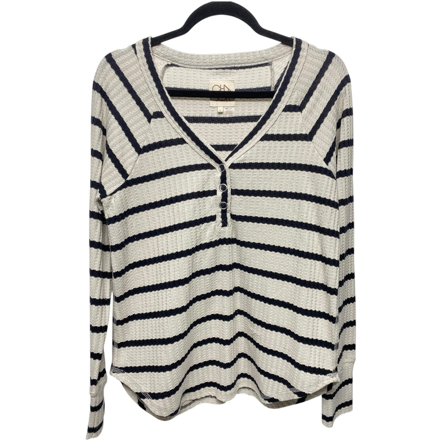 Top Long Sleeve By Chaser In Striped Pattern, Size: L