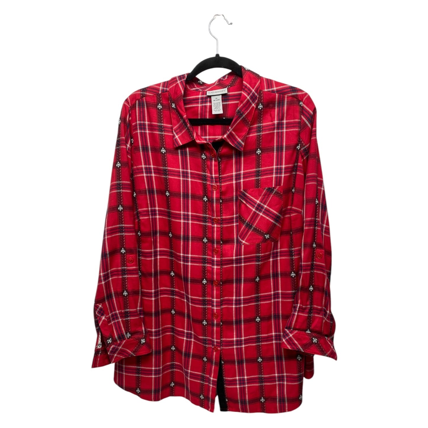 Top Long Sleeve By Catherines In Plaid Pattern, Size: 1x