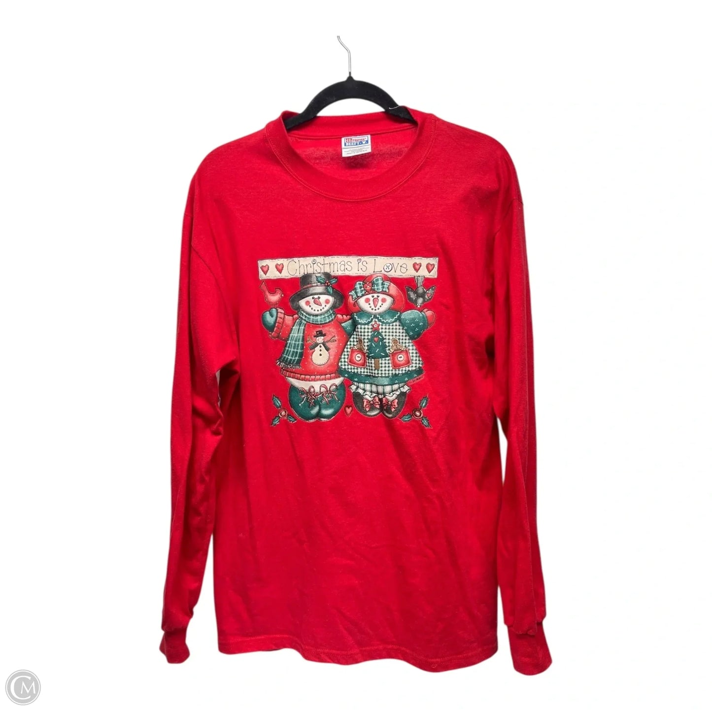 Top Long Sleeve By Hanes In Red, Size: M