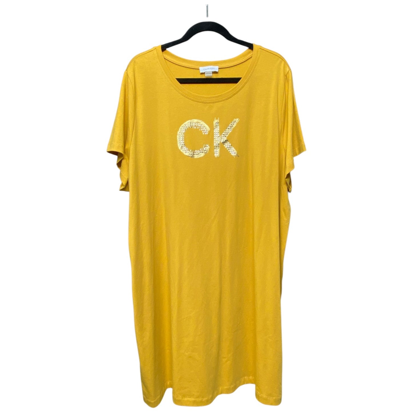 Dress Casual Short By Calvin Klein In Yellow, Size: 2x