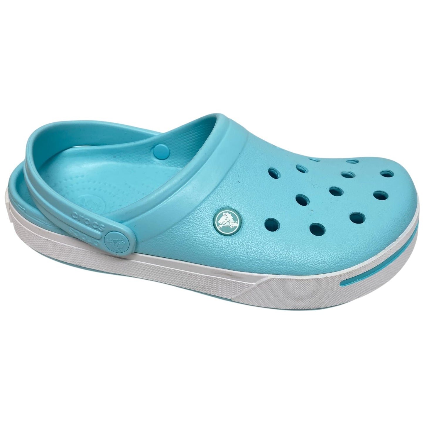 Shoes Flats By Crocs In Aqua, Size: 9