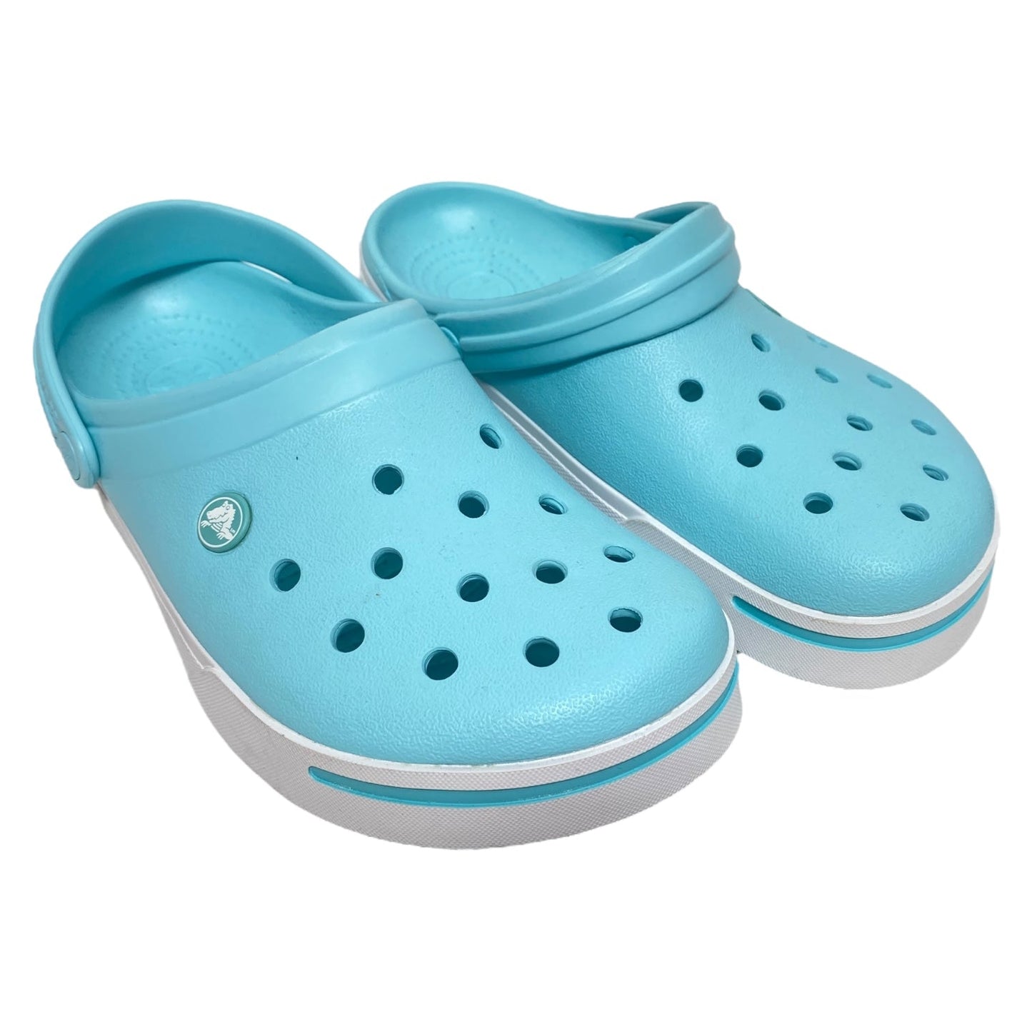 Shoes Flats By Crocs In Aqua, Size: 9