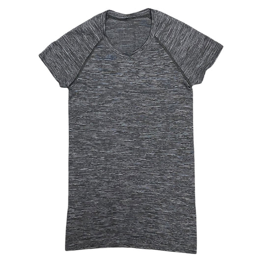 Athletic Top Short Sleeve By Lululemon In Grey & White, Size: S