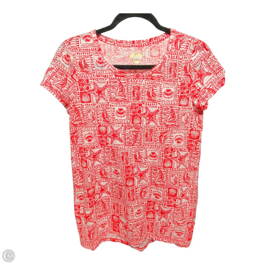 Top Short Sleeve Designer By Lilly Pulitzer In Red & White, Size: Xs