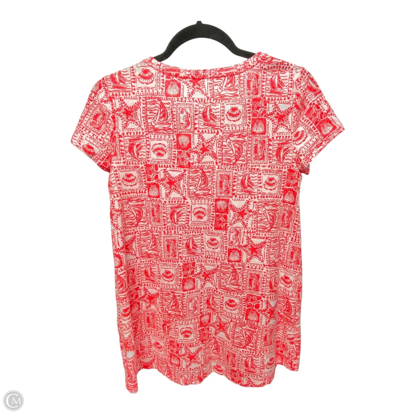 Top Short Sleeve Designer By Lilly Pulitzer In Red & White, Size: Xs