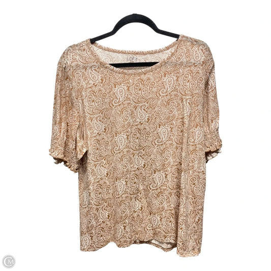 Top Short Sleeve By Loft In Tan & White, Size: Xl