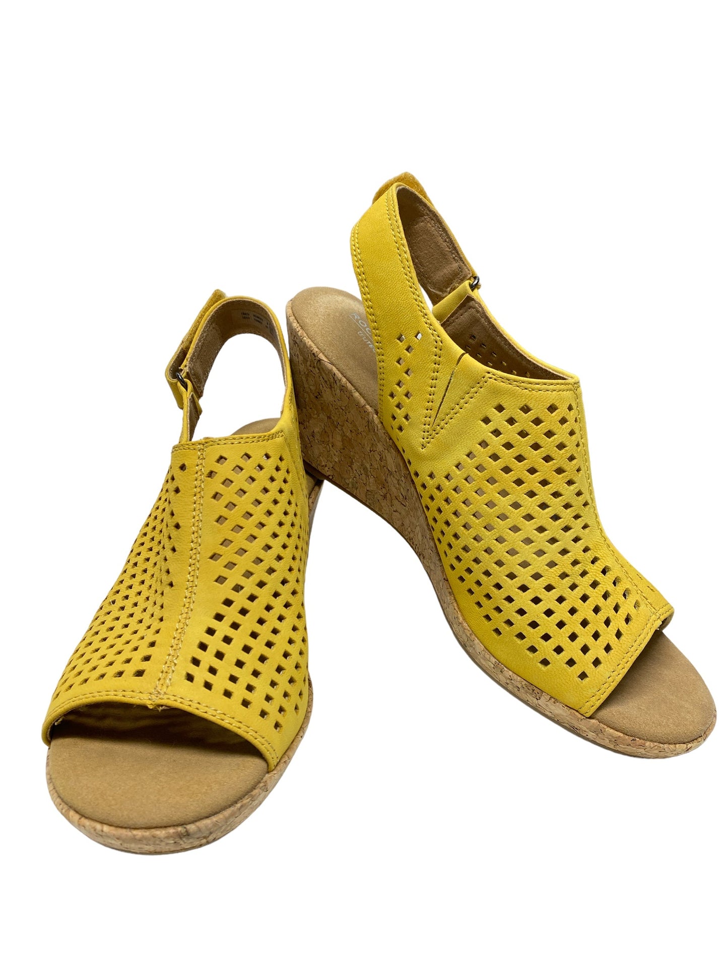 Yellow Shoes Heels Wedge Rockport, Size 8.5