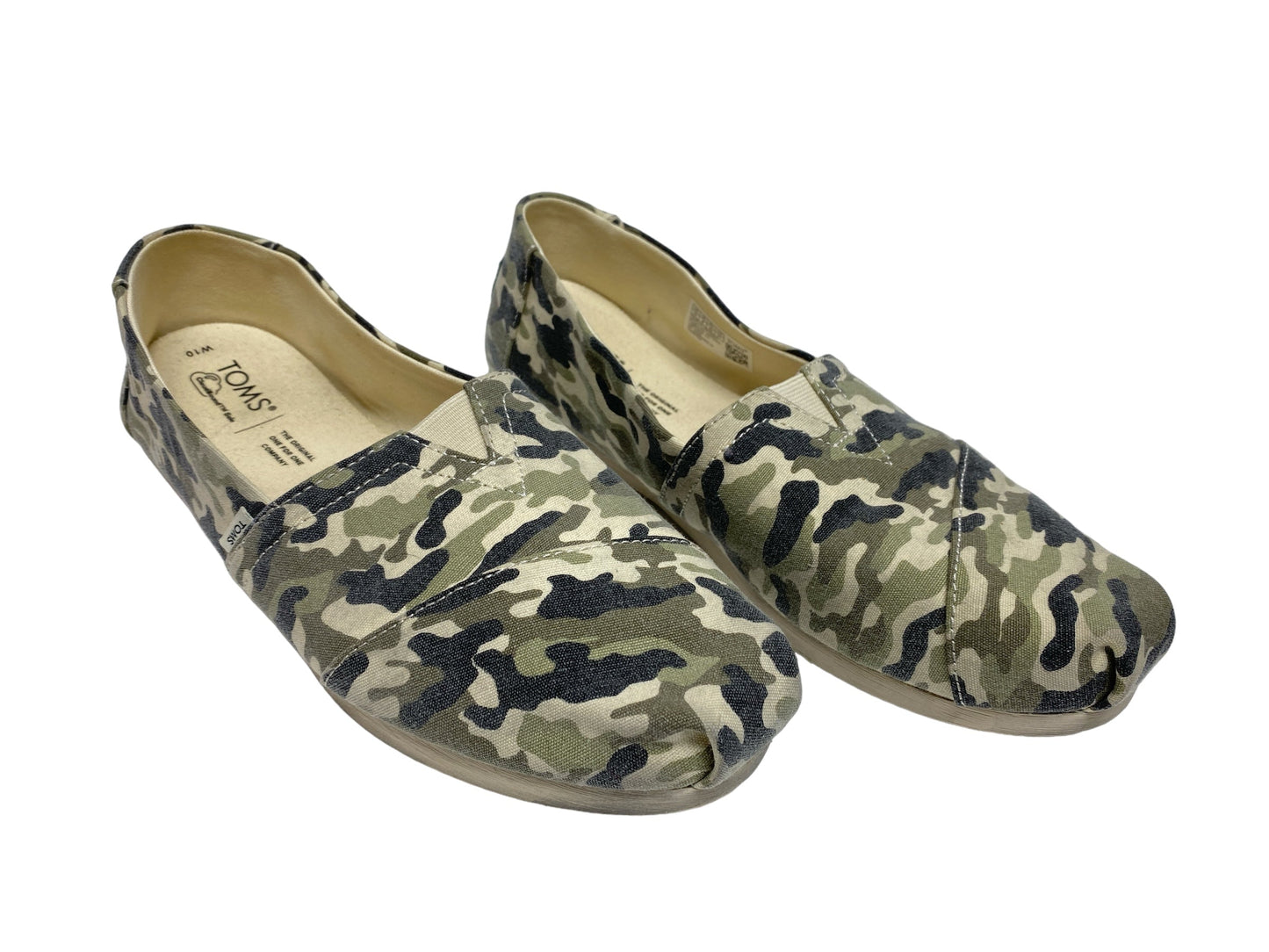 Camouflage Print Shoes Flats Toms, Size 10