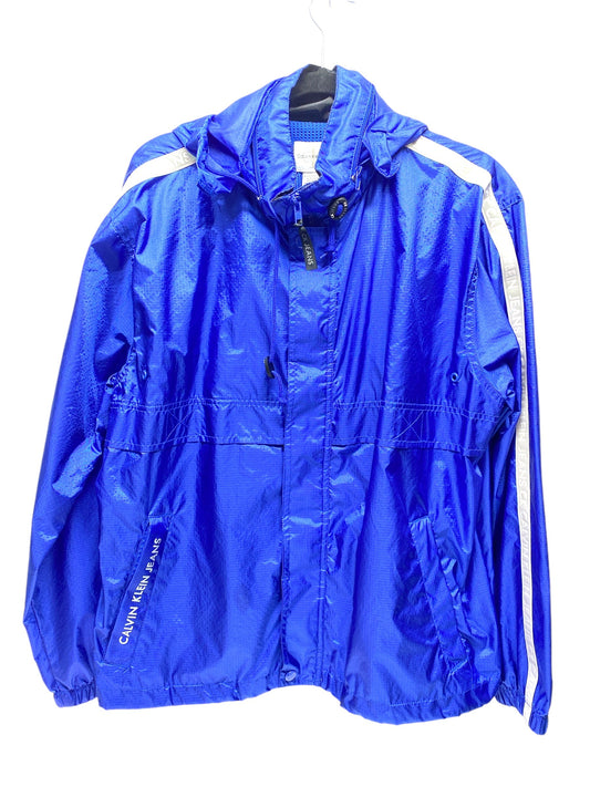 Jacket Windbreaker By Calvin Klein In Blue, Size: Xl