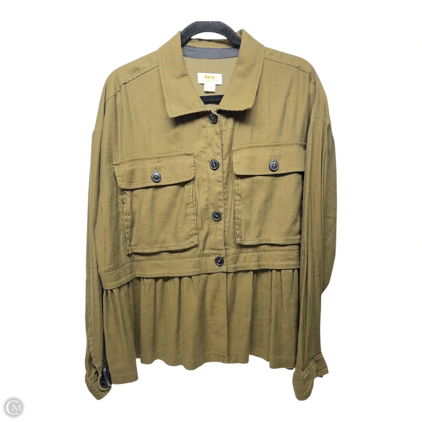 Jacket Shirt By Maeve In Green, Size: L