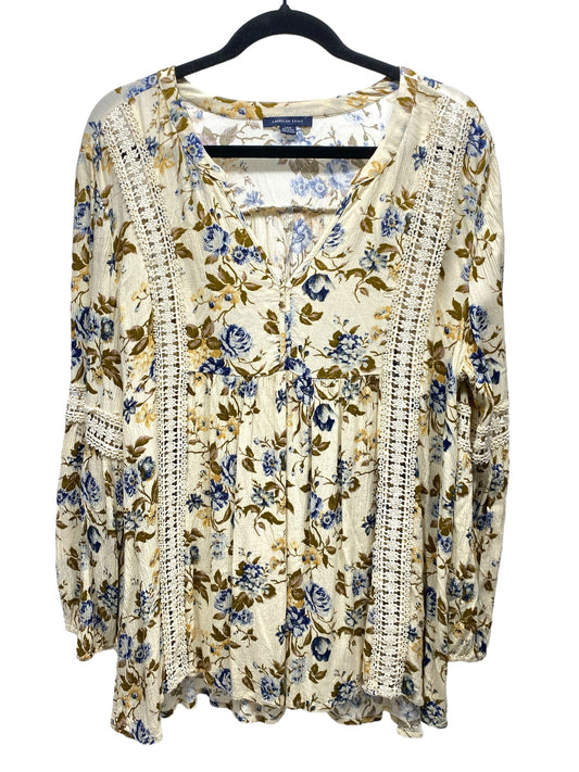 Top Long Sleeve By American Eagle In Floral Print, Size: L