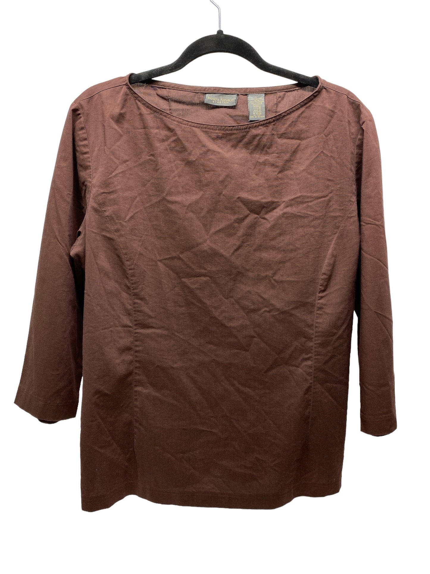 Top 3/4 Sleeve By Banana Republic In Brown, Size: L