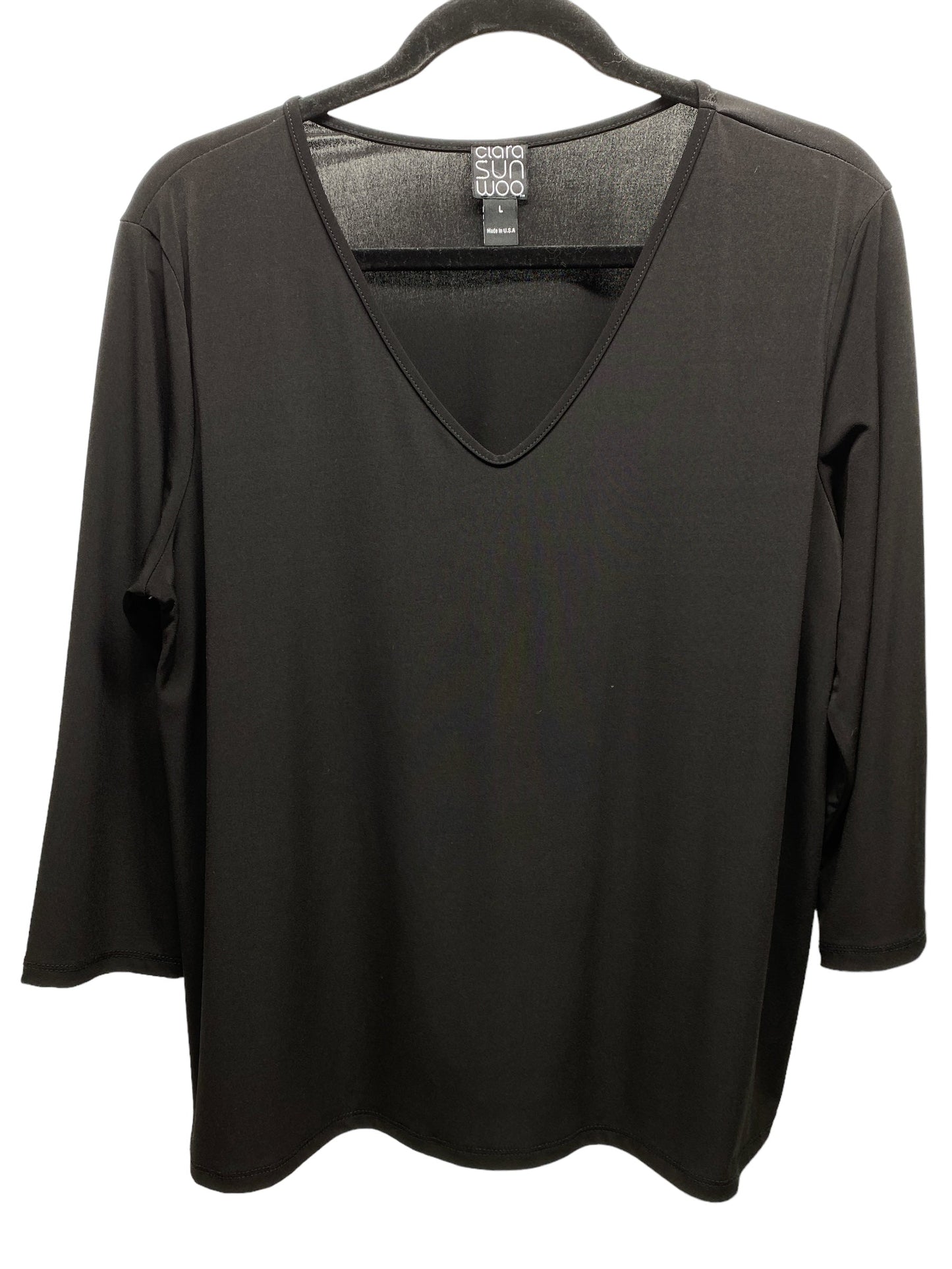 Top 3/4 Sleeve By Clara Sun Woo In Black, Size: L