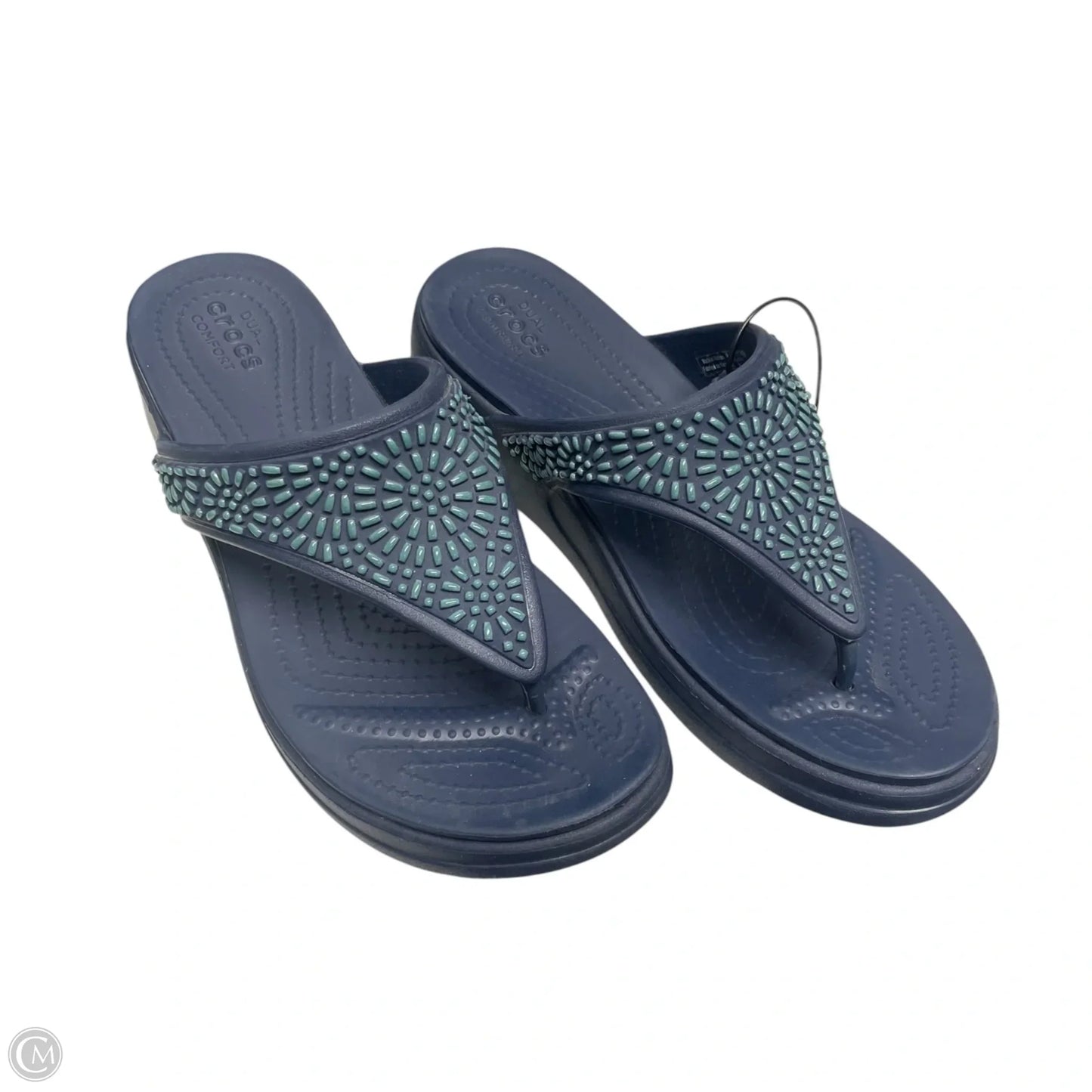 Sandals Flip Flops By Crocs In Navy, Size: 7