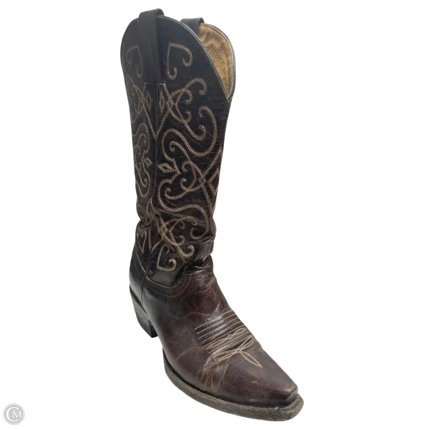 Boots Western By CAVENDERS In Brown & Cream, Size: 6.5