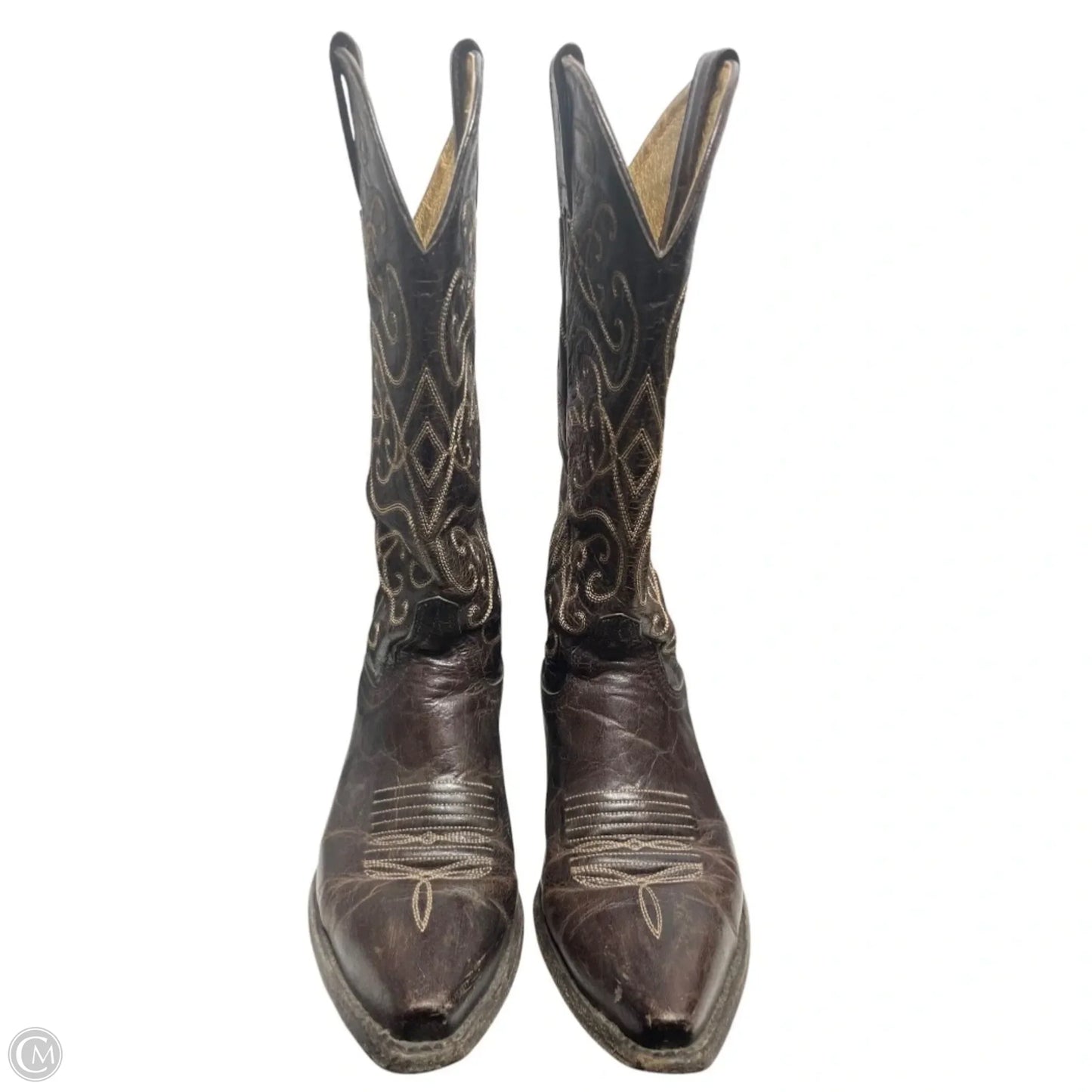 Boots Western By CAVENDERS In Brown & Cream, Size: 6.5