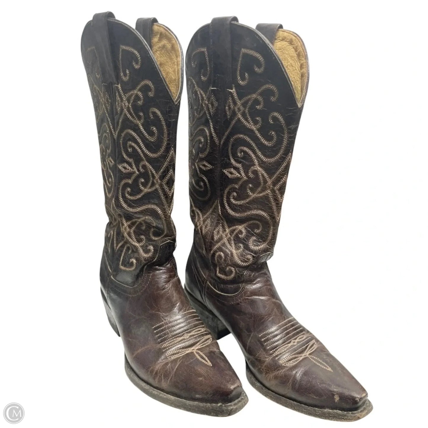 Boots Western By CAVENDERS In Brown & Cream, Size: 6.5