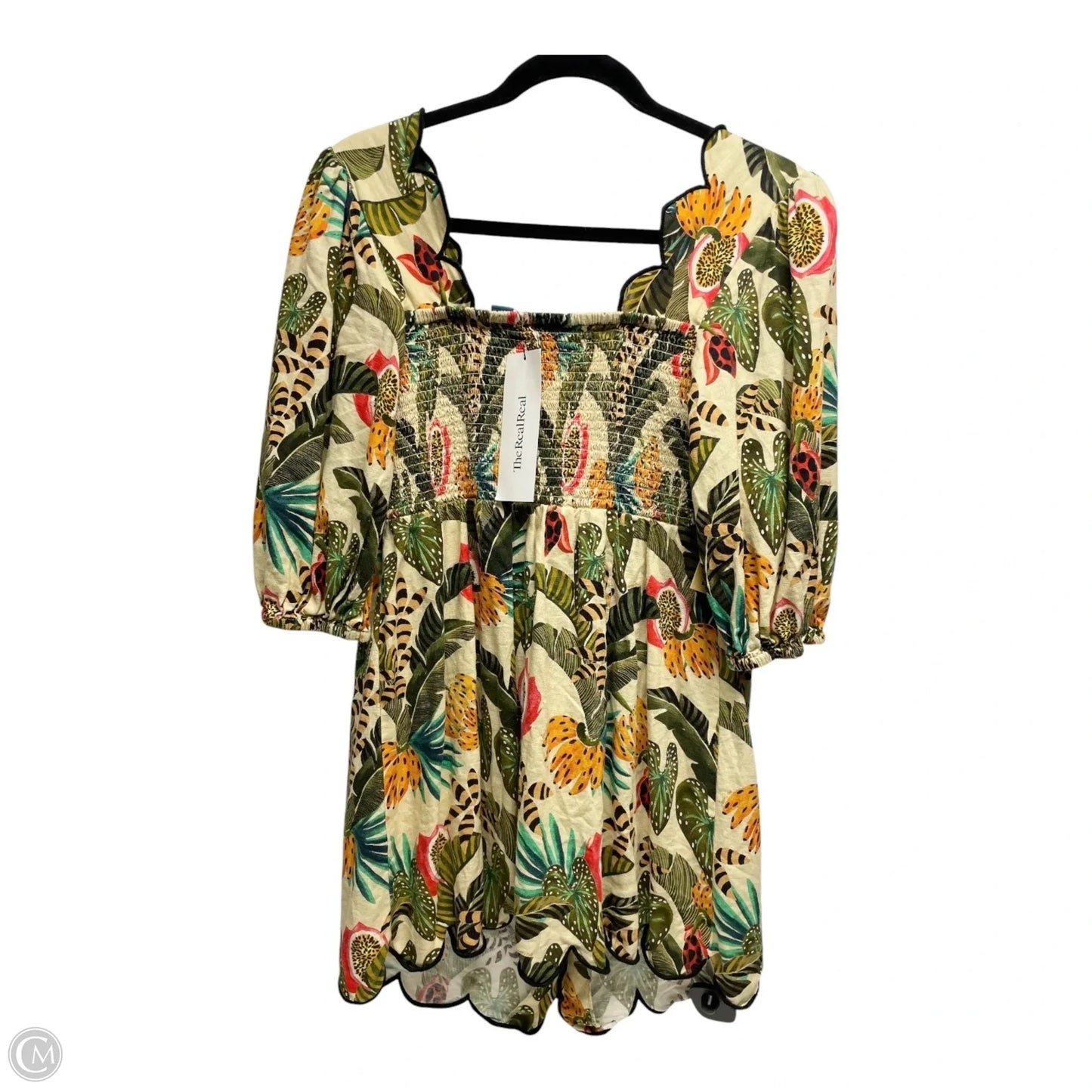 Top Short Sleeve Designer By Farm Rio In Tropical Print, Size: Mp